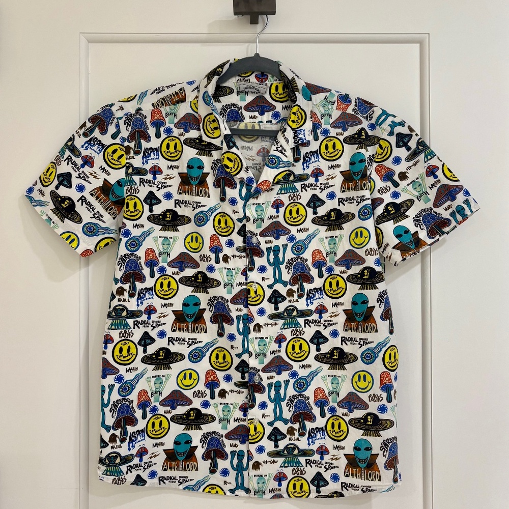 Shredder Digest Alien Lords Button Down Shirt Medium